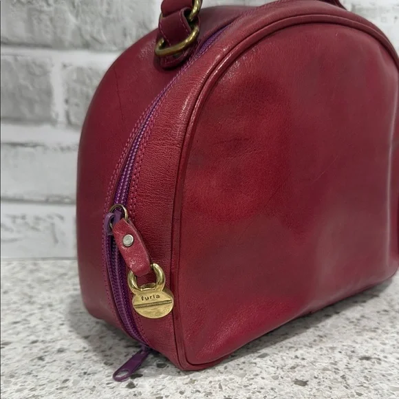 Furla Deep Red Leather Cosmetic Bag - Picture 2 of 8